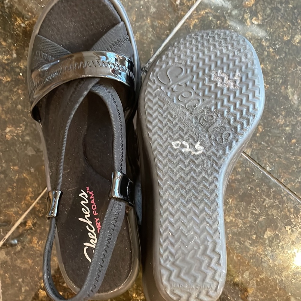 Skechers Black Wedge Sandals - Picture 5 of 5